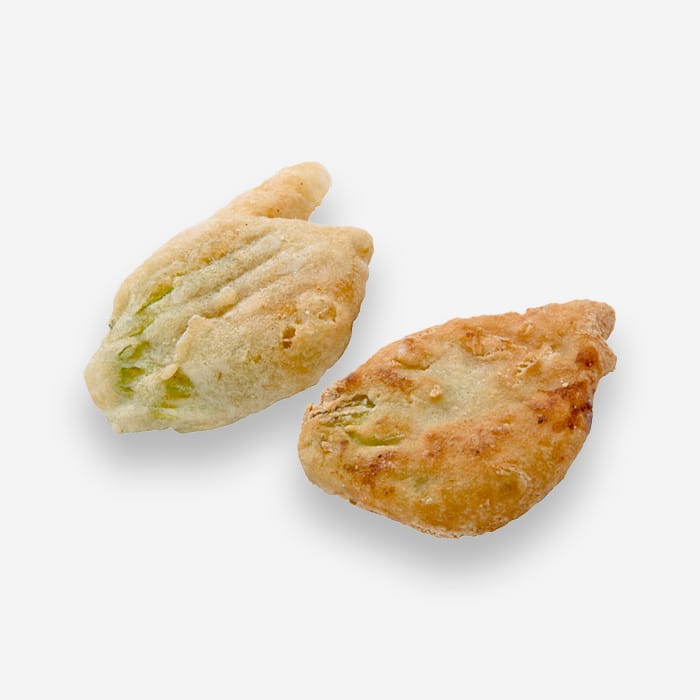 Battered Courgette Flowers Filled With Ham and Mozzarella