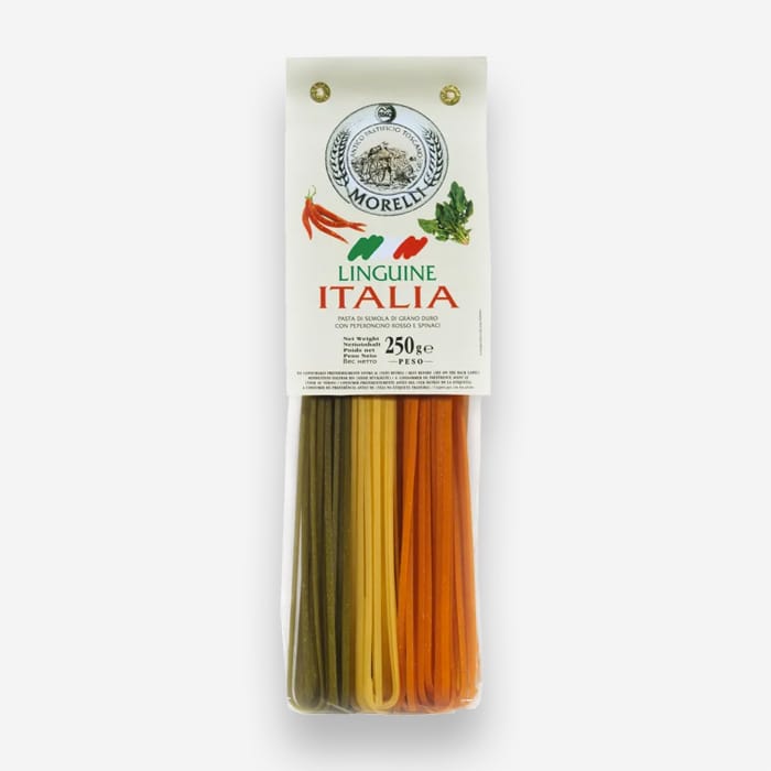 Linguine Multicolor Flavored With Red Chilli Pepper and Spinach
