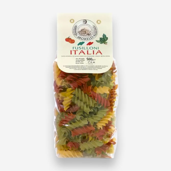 Fusilloni Multicolor Flavored With Tomato, Spinach and Red Chard