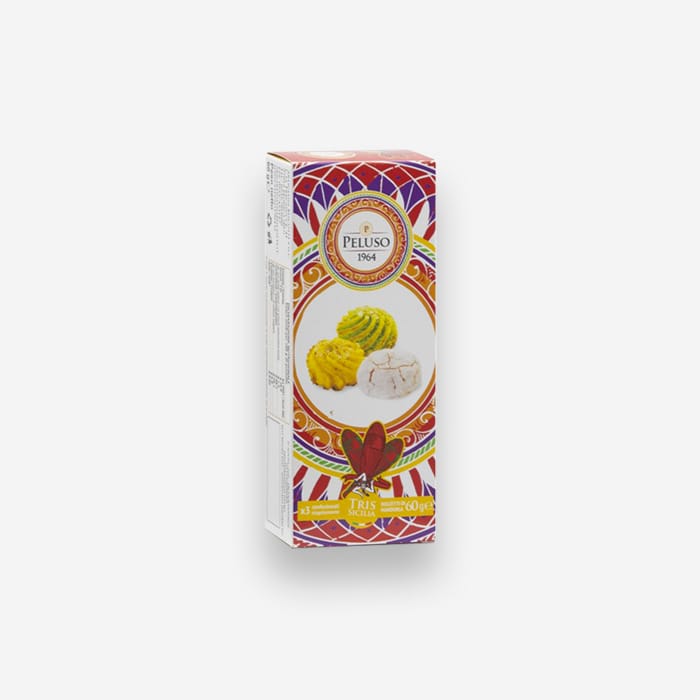 Tris di Sicilia Almond Paste Pastries Flavored With Lemon, Pistachio and Mandarin